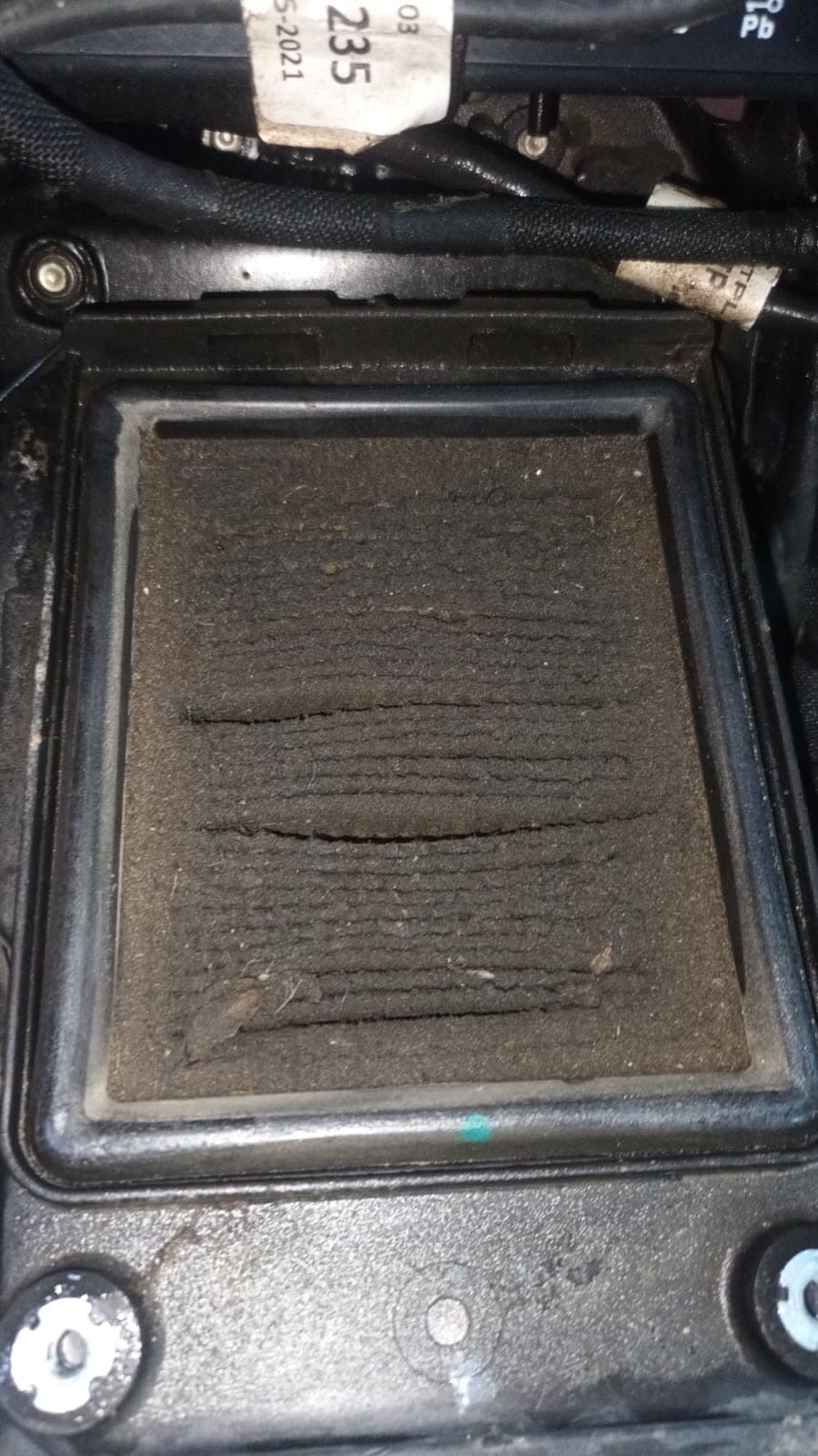 Filtro de aire obstruido por suciedad