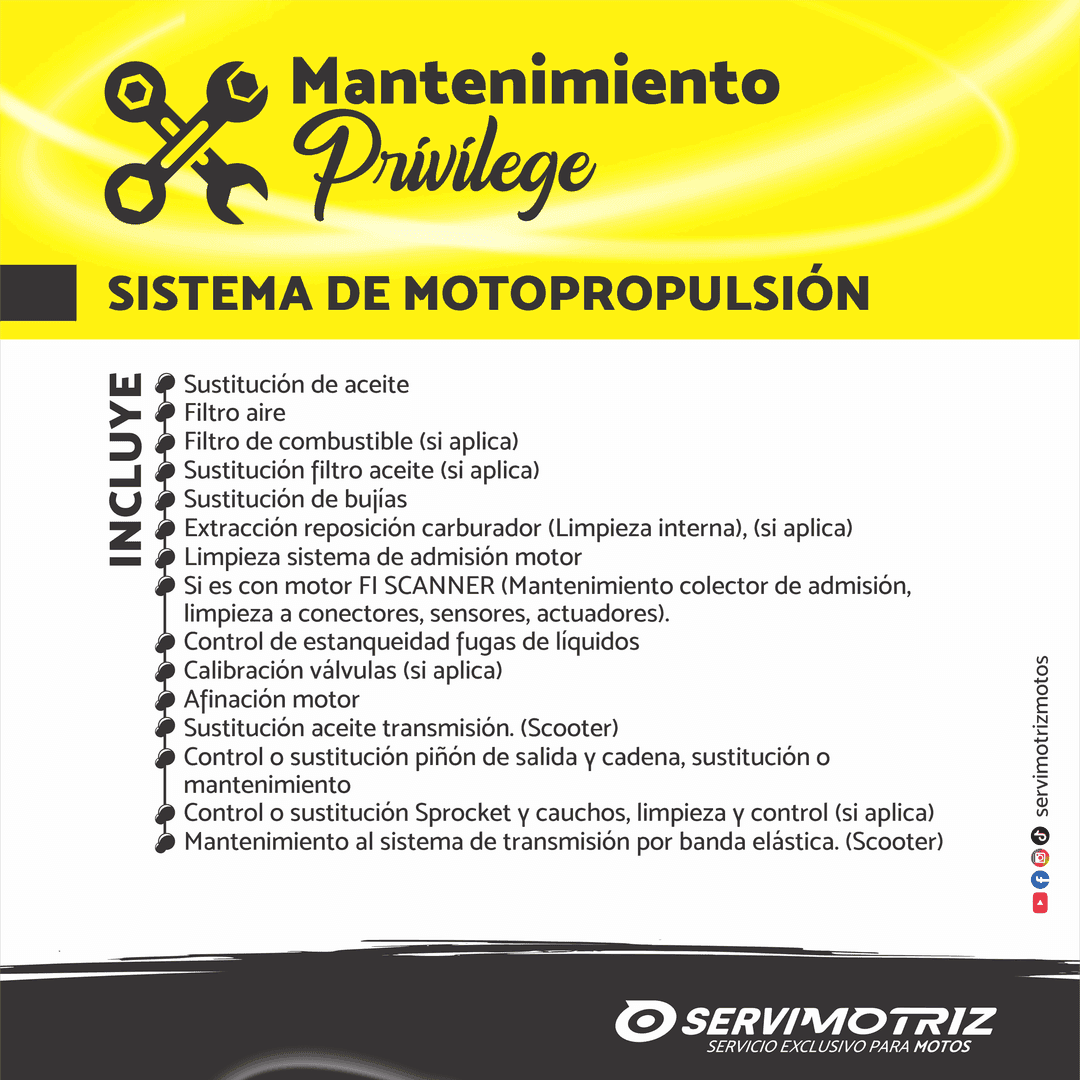 Mantenimiento Privilege — pieza oficial 2